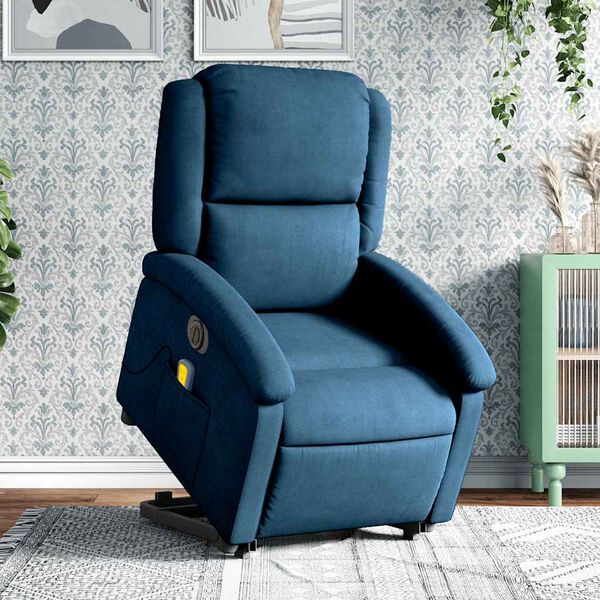 vidaXL Fauteuil inclinable de massage &eacute;lectrique bleu velours