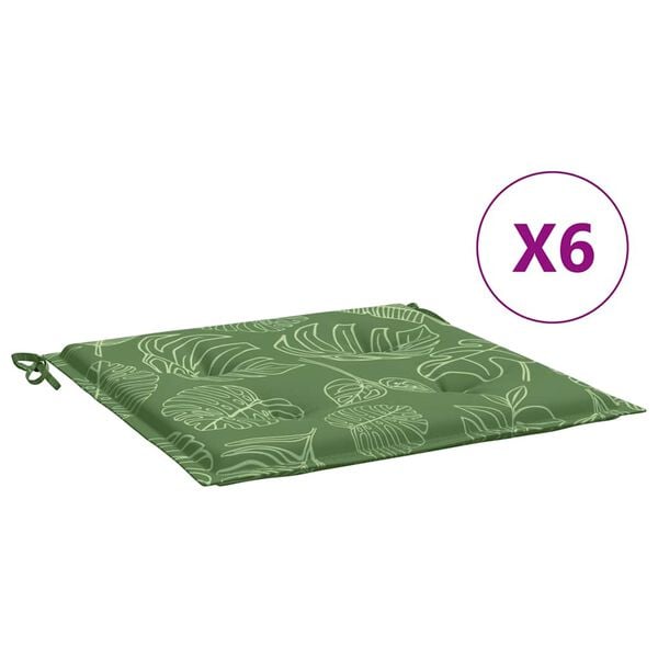 vidaXL Coussins de chaise lot de 6 motif de feuilles 40x40x4 cm tissu
