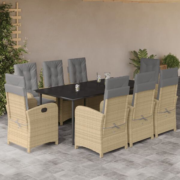 vidaXL Ensemble &agrave; manger de jardin et coussins 9 pcs m&eacute;lange beige