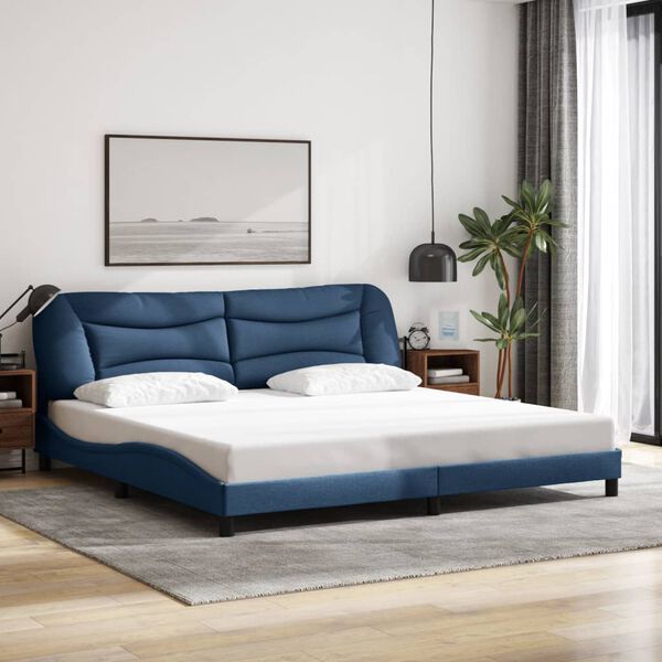 vidaXL Cadre de lit avec LED sans matelas Hvar bleu 200x200 cm tissu