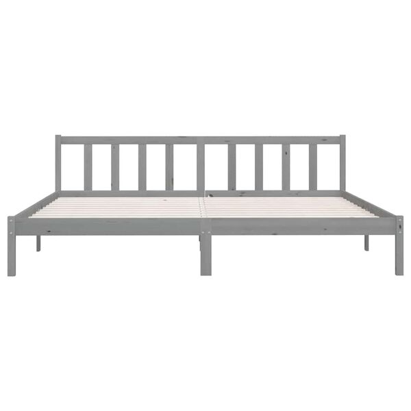 vidaXL Cadre de lit sans matelas gris bois massif 200x200 cm