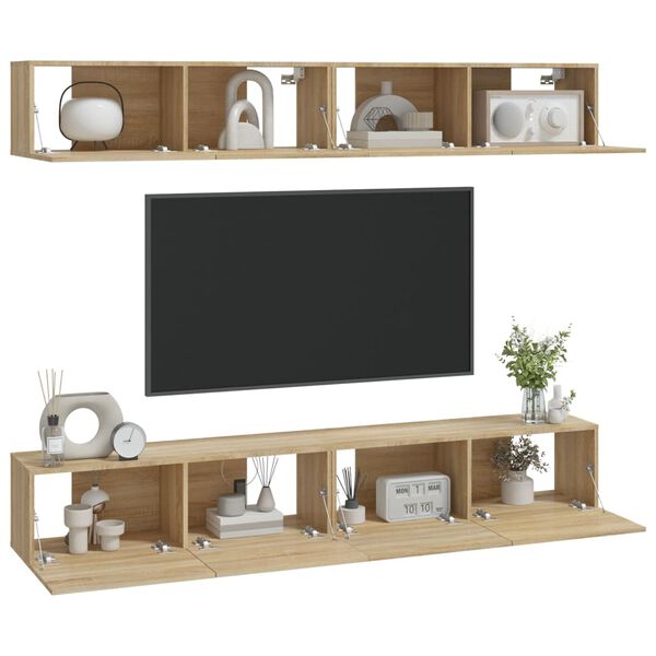 vidaXL Meubles TV muraux 4 pcs ch&ecirc;ne sonoma 100x30x30 cm