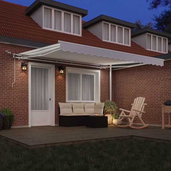 vidaXL Auvent R&eacute;tractable Blanc 400 &times; 300 cm Polyester et m&eacute;tal