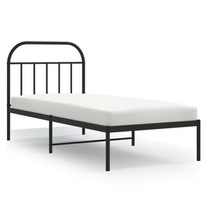 vidaXL Cadre de lit m&eacute;tal sans matelas avec t&ecirc;te de lit noir 90x200 cm