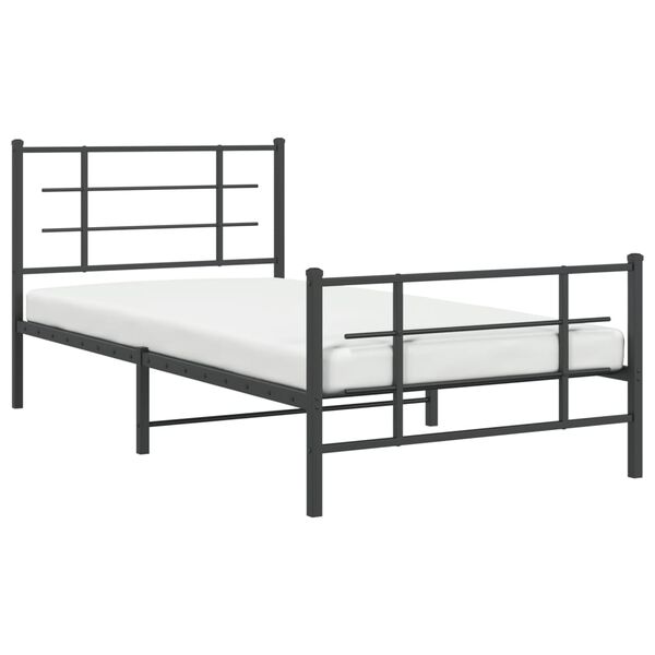 vidaXL Cadre de lit métal sans matelas avec pied de lit noir 107x203cm
