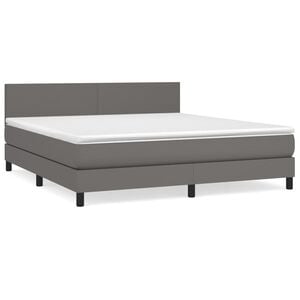 vidaXL Sommier &agrave; lattes de lit avec matelas Gris 160x200 cm Similicuir