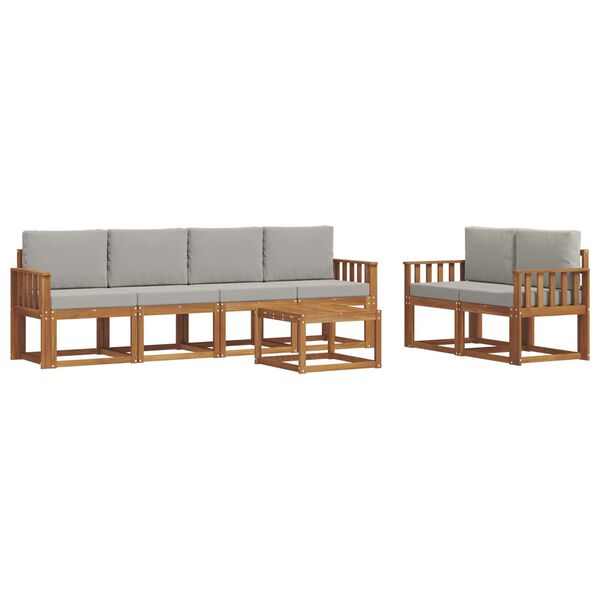 vidaXL Ensemble de canap&eacute;s d'ext&eacute;rieur 7 pcs Gris Naturel et Clair