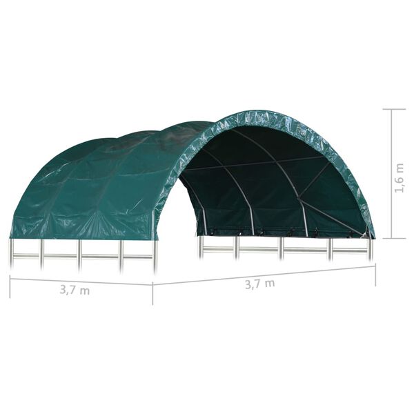 vidaXL Couverture de tente de b&eacute;tail PVC 3,7x3,7 m Vert fonc&eacute;
