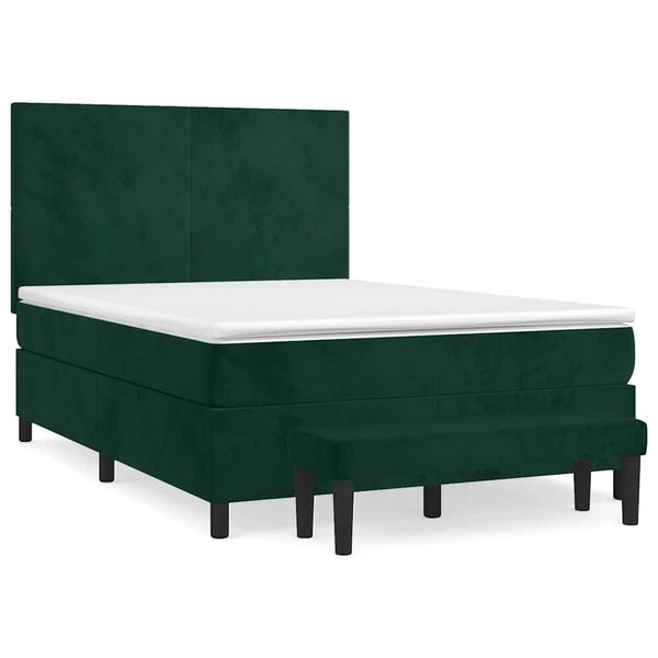 vidaXL Sommier &agrave; lattes de lit et matelas Vert fonc&eacute; 140x190cm Velours