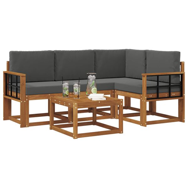 vidaXL Ensemble de canap&eacute;s d'ext&eacute;rieur 5 pcs Naturel et Anthracite