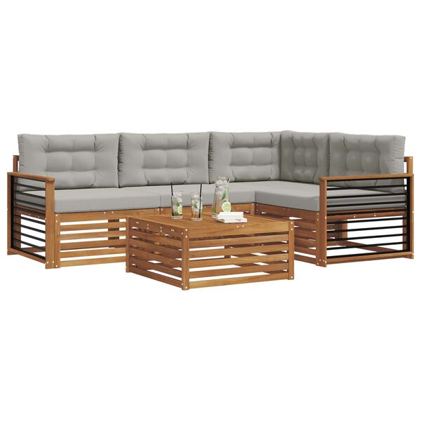 vidaXL Ensemble de canap&eacute;s d'ext&eacute;rieur 5 pcs Gris Naturel et Clair