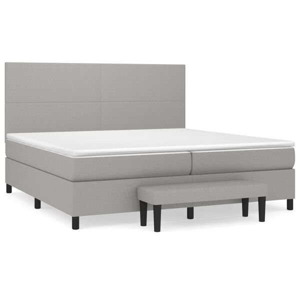vidaXL Sommier &agrave; lattes de lit avec matelas Gris clair 200x200cm Tissu