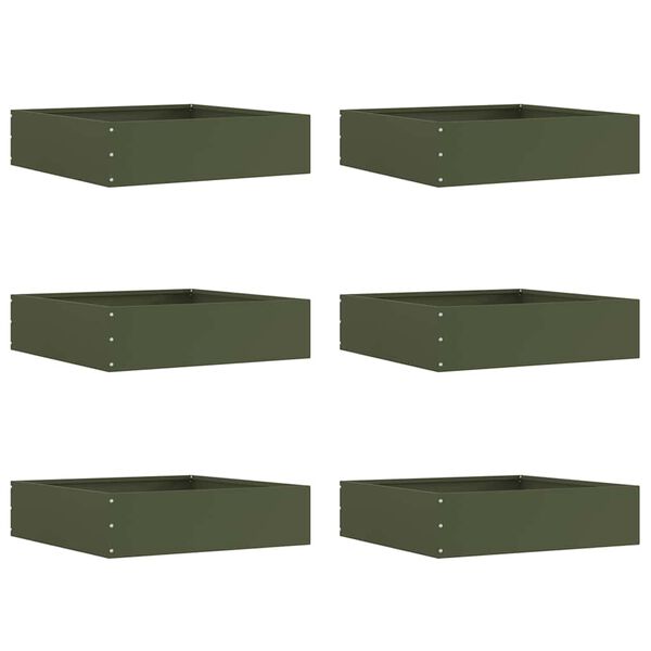 vidaXL Bordure de Pelouse 6 pcs Vert olive 50 x 50 x 13 cm Acier