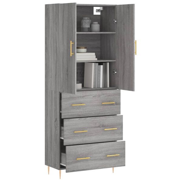 vidaXL Buffet haut Sonoma gris 69,5x34x180 cm Bois d'ingénierie