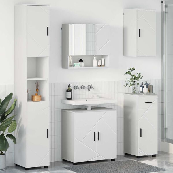 vidaXL Ensemble de mobilier de salle de bain avec tiroir 5 pcs Blanc
