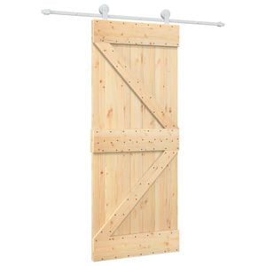 vidaXL Porte coulissante 85 x 210 cm Bois de pin massif (non trait&eacute;)