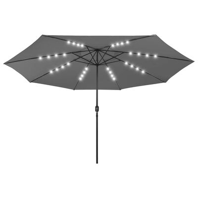 vidaXL Parasol d'extérieur avec LED et mât en métal 400 cm Anthracite