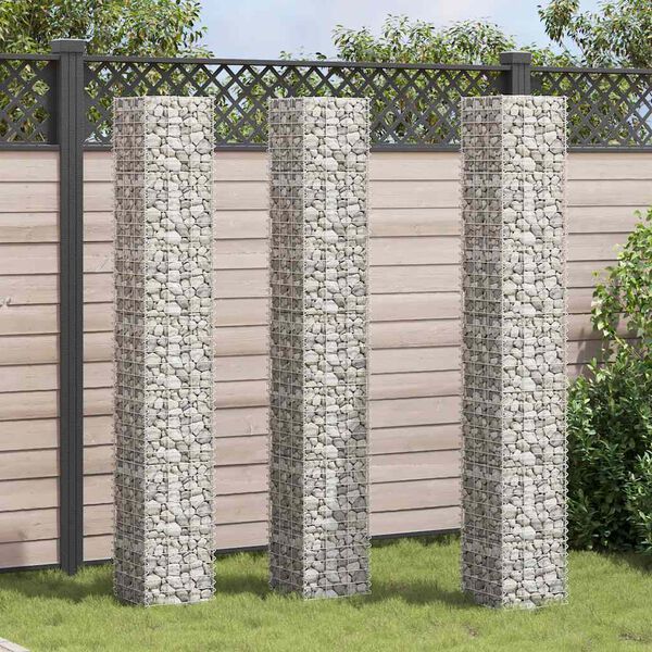 vidaXL Lits sur&eacute;lev&eacute;s en gabion 3 pcs 30x30x200 cm Fer