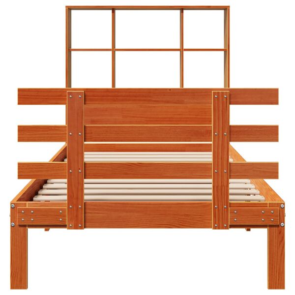 vidaXL Lit biblioth&egrave;que sans matelas cire marron 90x190 cm pin massif