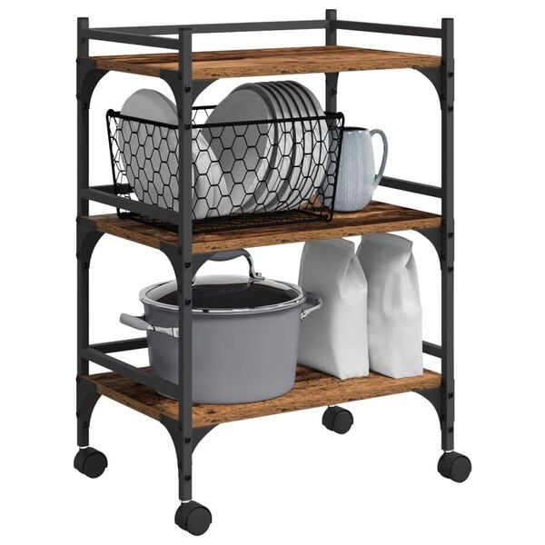 vidaXL Chariot de cuisine Bois Ancien 50 x 35 x 75,5 cm