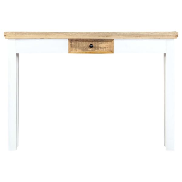 vidaXL Table console Blanc et marron 110x35x75 cm Bois manguier massif