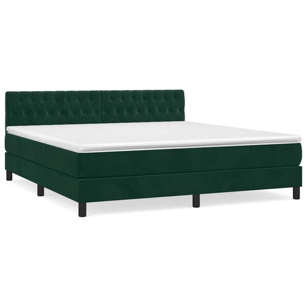vidaXL Sommier &agrave; lattes de lit et matelas Vert fonc&eacute; 180x200cm Velours