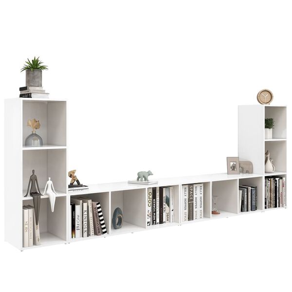 vidaXL Meubles TV 4 pcs Blanc 107x35x37 cm Bois d'ingénierie