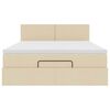 vidaXL Lit ottoman avec matelas et LED cr&egrave;me 140x200 cm tissu