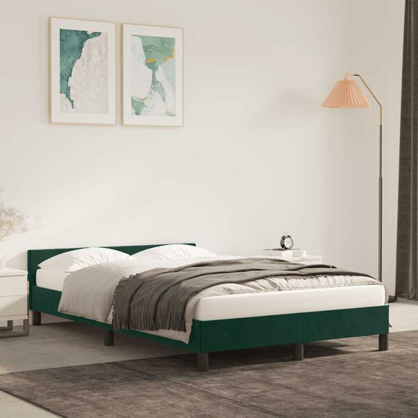 vidaXL Cadre de lit sans matelas vert foncé 120x190 cm velours