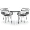 vidaXL Ensemble &agrave; manger de jardin 3 pcs Noir R&eacute;sine tress&eacute;e