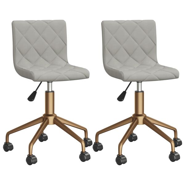 vidaXL Chaises pivotantes &agrave; manger lot de 2 gris clair velours
