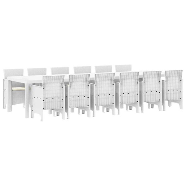 vidaXL Ensemble de salle à manger pour jardin 13 pcs Blanc Rattan Polt