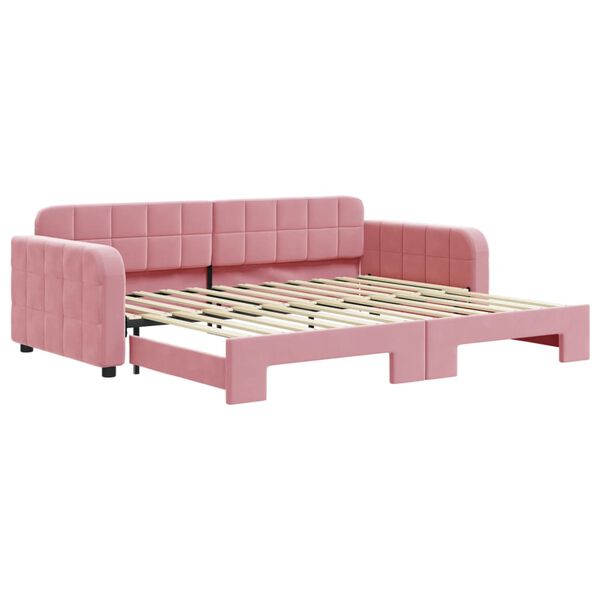 vidaXL Lit de jour avec gigogne sans matelas rose 90x200 cm