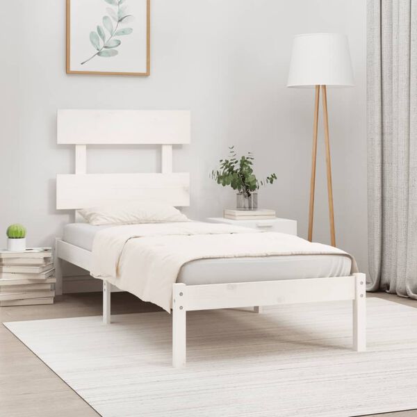 vidaXL Cadre de lit sans matelas blanc 90x190 cm bois massif