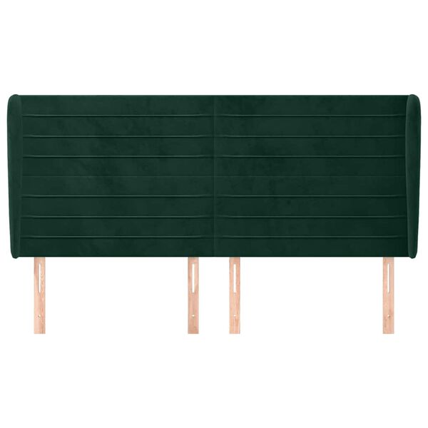 vidaXL T&ecirc;te de lit avec oreilles Vert fonc&eacute; 183x23x118/128 cm Velours