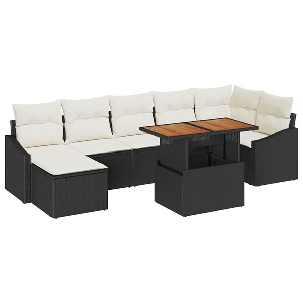 vidaXL Ensemble de salle &agrave; manger pour jardin 8 pcs Noir et Cr&egrave;me