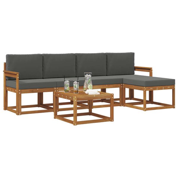 vidaXL Ensemble de canap&eacute;s d'ext&eacute;rieur 6 pcs Naturel et Anthracite