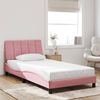 vidaXL Cadre de lit avec LED sans matelas Hanko rose 100x200 cm velours