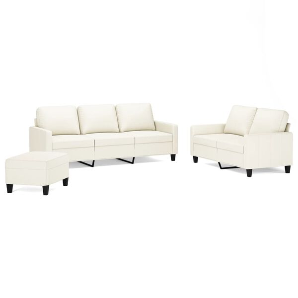 vidaXL Ensemble de canap&eacute;s 3 pcs avec coussins Cr&egrave;me Similicuir