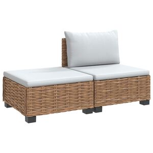vidaXL 2 pc Ensemble de Salon en Rotin avec Coussins GENDT Naturel