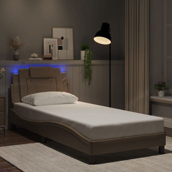 vidaXL Cadre de lit Viana avec LED sans matelas cappuccino 90x200 cm