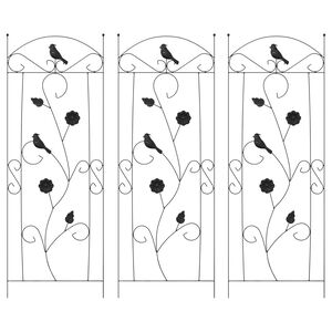 vidaXL Cl&ocirc;ture de jardin 3 pcs Noir 112 x 40 cm Acier