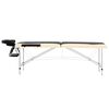 vidaXL Table de massage pliable 2 zones Aluminium Noir et beige