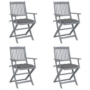 vidaXL Chaises pliables d'ext&eacute;rieur lot de 4 et coussins Bois d'acacia