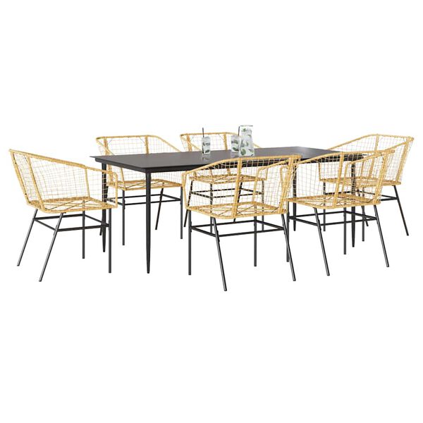 vidaXL Ensemble &agrave; manger jardin 7pcs marron rpoly otin verre