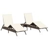 vidaXL Chaises longues lot de 2 avec table marron r&eacute;sine tress&eacute;e