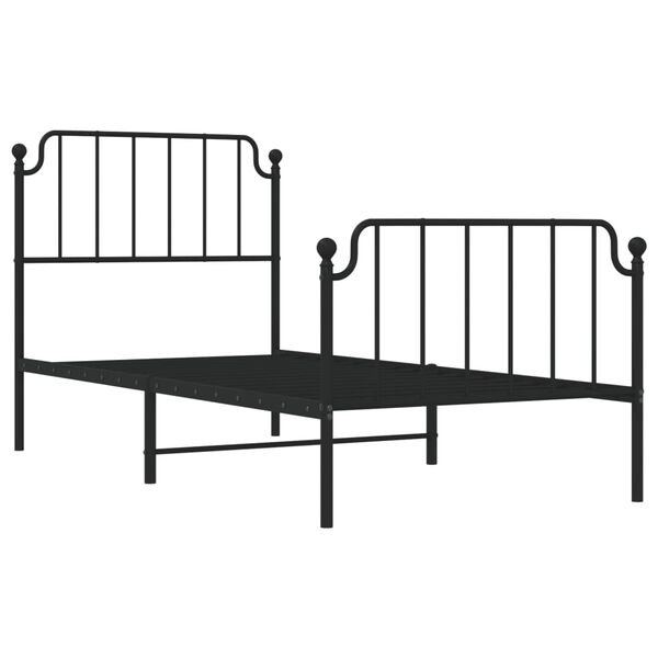 vidaXL Cadre de lit m&eacute;tal sans matelas avec pied de lit noir 90x200 cm