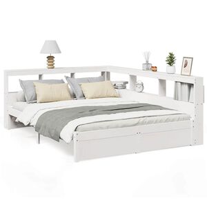 vidaXL Lit biblioth&egrave;que sans matelas blanc 160x200 cm bois pin massif