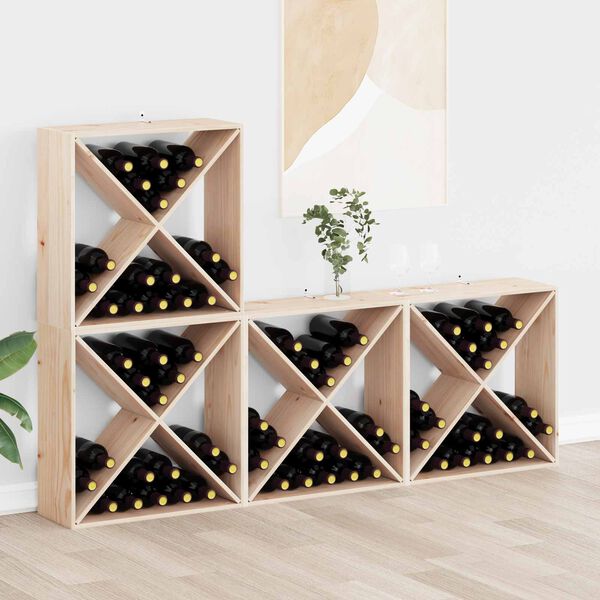 vidaXL &Eacute;tag&egrave;re &agrave; vin 4 pcs Naturel 62 x 25 x 62 cm Pin massif