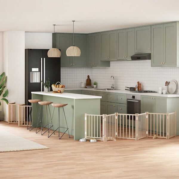 vidaXL Barri&egrave;re pour chien porte pliable 12 panneaux bois de peuplier